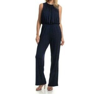 Trina Turk Finch Pleated Bodice Sleeveless Jumpsuit sz S Indigo